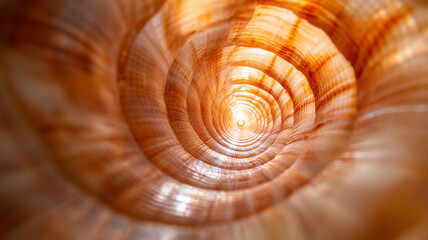 intricate patterns and warm hues of this seashell create mesmerizing view, drawing eye into its spiral depths. natural beauty of shell evokes sense of tranquility and wonder