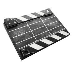 Fototapeta premium Clapperboard used in filmmaking on a white isolated background.