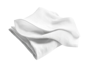 Folded white fabric with soft texture on a white isolate background.