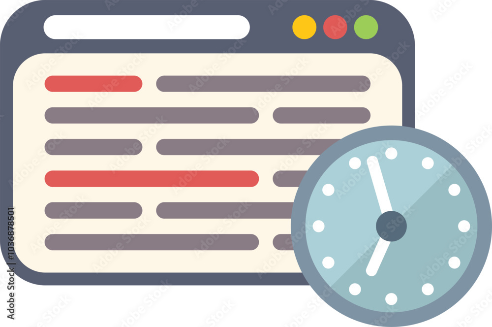 Poster website window with a clock showing fast loading speed