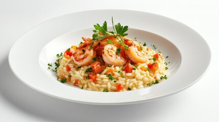 Elegant Risotto with Vibrant Colors and Shrimp