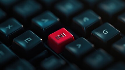 Red Ini Key on a Black Keyboard