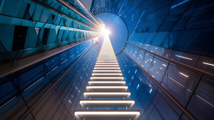 An abstract ladder of light, rising into the sky, representing career progression and business leadership. ( Business Concept ).