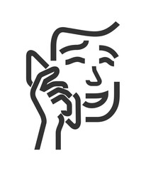 Person is talking via smartphone, Simple icon in bold line