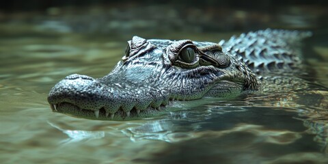 Obraz premium Alligator Swimming in Water