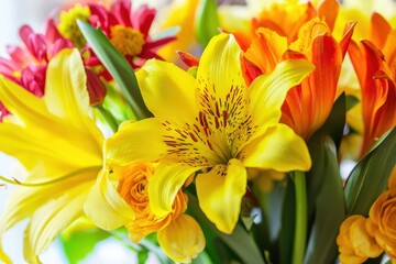 Obraz premium A vibrant bouquet of colorful flowers celebrating the beauty of nature in springtime
