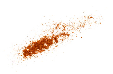 ground red chili pepper paprika pile, dry paprika powder spice dust, graphic element isolated on a transparent background