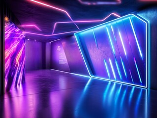 Modern Neon Business Interior with Futuristic Design