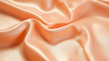 Obraz premium Close-up of soft peach-colored leather material with gentle folds. The texture showcases the smooth and luxurious surface of the leather, adding a refined and stylish appearance