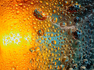 Colorful display showing how water and oil do not mix vivid tones macro shot hdr soothing,Colorful background with water drops on it