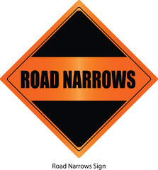 Road Narrows Sign