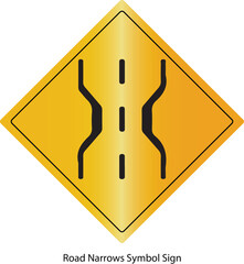 Road Narrows Symbol Sign