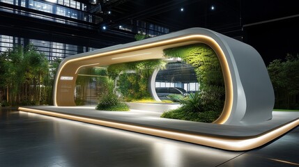 Modern Sustainable Booth Design with Greenery Display