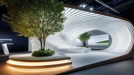 Modern Sustainable Booth Design with Natural Elements