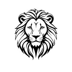 head lion line art logo. flat mascot logo of lion head side view vector illustration in black and white clipart. Lion Logo Template.