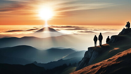 Fototapeta premium sunset in the mountains