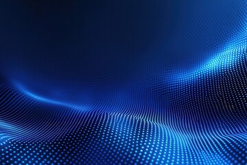 Abstract digital background with glowing blue and pink dots forming wave patterns on a dark black surface, representing data flow or sound waves in motion.
