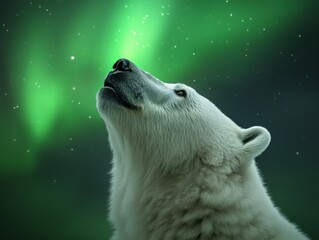Polar Bear Gazing at the Aurora Borealis