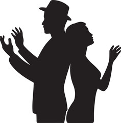 A man and woman back to back Silhouette vector art illustration