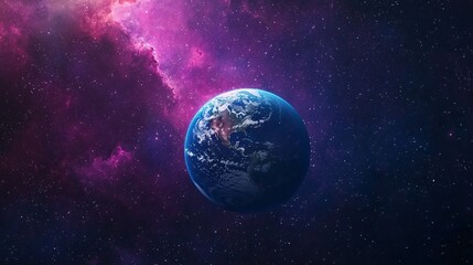 Exploring the beauty of our planet a stunning cosmic perspective of earth against a vibrant galactic backdrop
