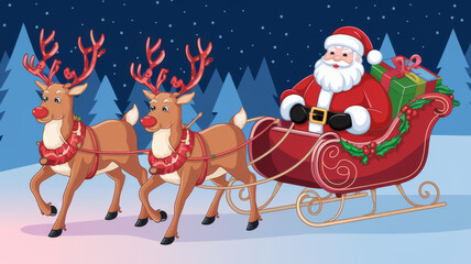 Santa Claus celebrates on joyful coral background
