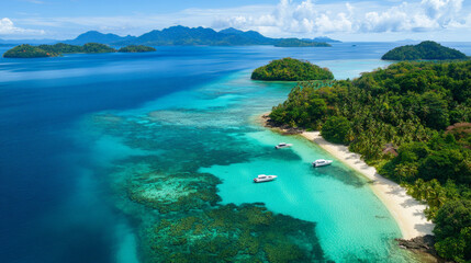 Obraz premium Aerial view of a tropical island, natural paradise