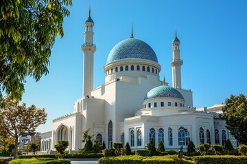 Fototapeta premium Beautiful mosque as a place of worship for Muslims created with Generative AI