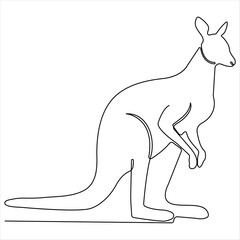 Single line continuous drawing of kangaroo simple vector of standing kangaroo line art illustration