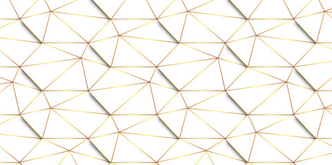 Abstract of simple golden line triangle pattern geometric background. Seamless geometric polygonal repeatable pattern swatch background, Trendy design vector background for web backdrop orpaper print.