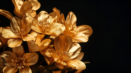 Vibrant colors of nature: leaf, flower, plant, and beauty ,Flowers and leaves in an abstract oil painting technique. A luminous golden texture on paper, Prints, wallpapers, posters, cards, murals, 