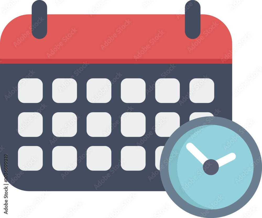 Poster calendar is displaying the month with a clock showing the current time