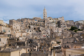 Fototapeta premium View of Sasso Barisano in the ancient town of Matera, Basilicata in Italy