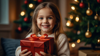 girl with christmas gift