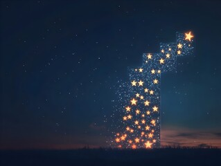 Progress Bar Filled with Twinkling Stars in Night Sky Symbolizing Dreams Realization