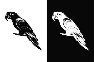 Parrot silhouette icons black and white royalty vector icon set on white background.	