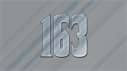 3D Glass effect number design of 163, glassy background.