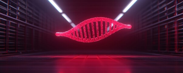 Exploring the intricacies of dna a futuristic visualization of genetic structures in a high-tech environment