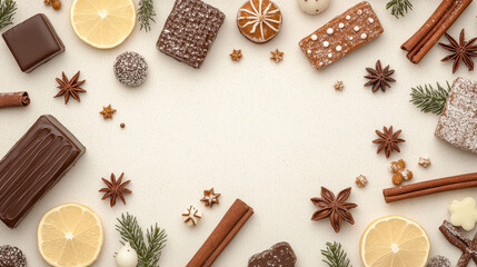 Obraz premium お菓子・チョコレートレシピ番組の看板背景。Generative AI