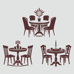 Dinner table and chair illustration