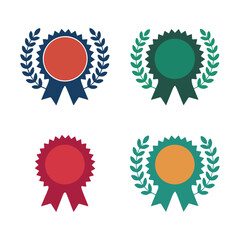 Award ribbon badge icon set vector