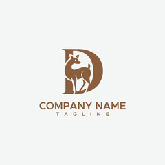 letter D and deer vector logo design