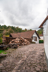 a house with a brick driveway and a white truck.  Aribe , Navarra