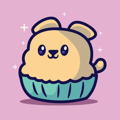 Cute cake icon with a combination of vector animal doodles