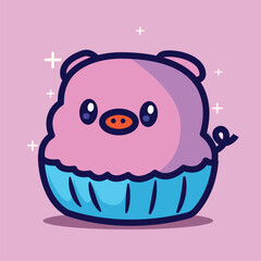 Cute cake icon with a combination of vector animal doodles