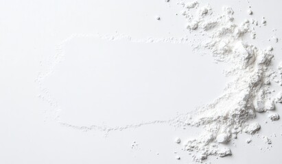 Pristine, pending powder, white background