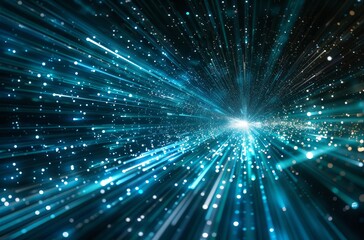 Fototapeta premium Starry Sky with Light Streaks Creating a Futuristic Space Explosion