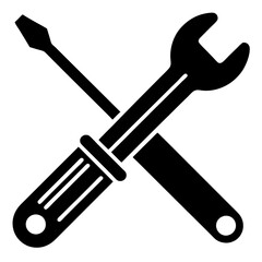 Repair service icon. Wrench and screwdriver outline vector illustration 