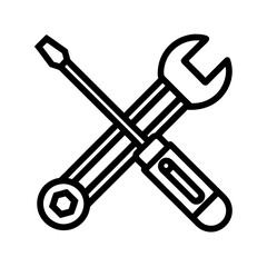 Repair service icon. Wrench and screwdriver outline vector illustration 
