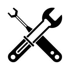Repair service icon. Wrench and screwdriver outline vector illustration 