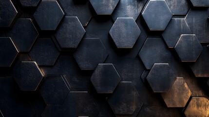 Dark hexagon wallpaper or background. 